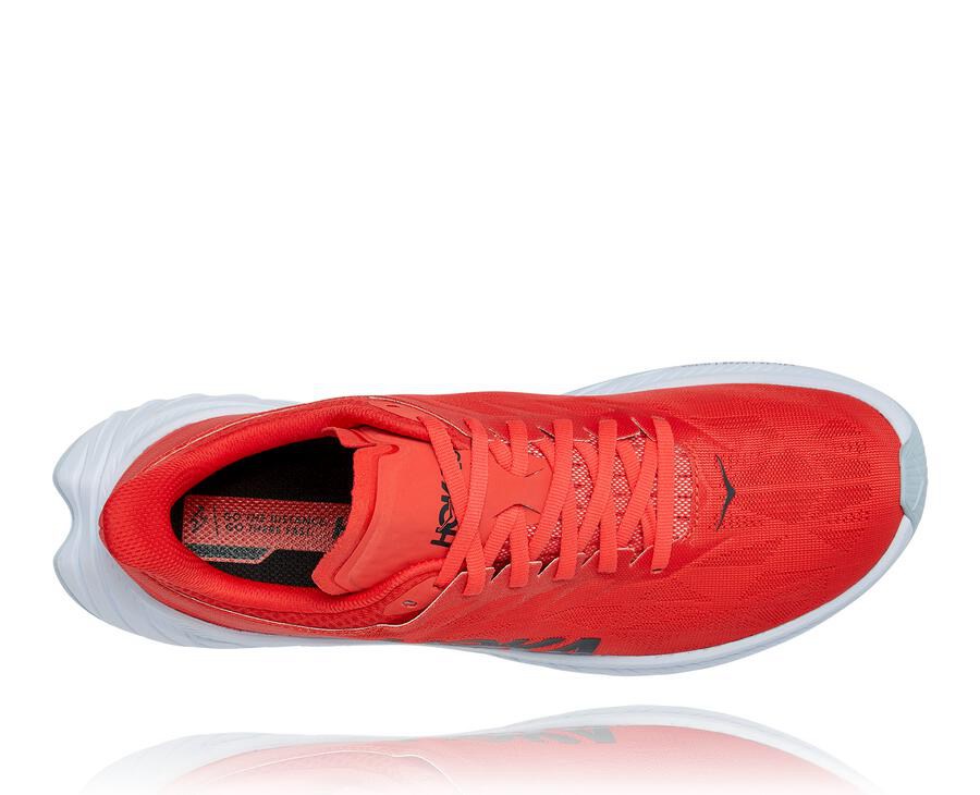 Hoka One One Mens Running Shoes - Carbon X 2 - Red/White - KCJL68529